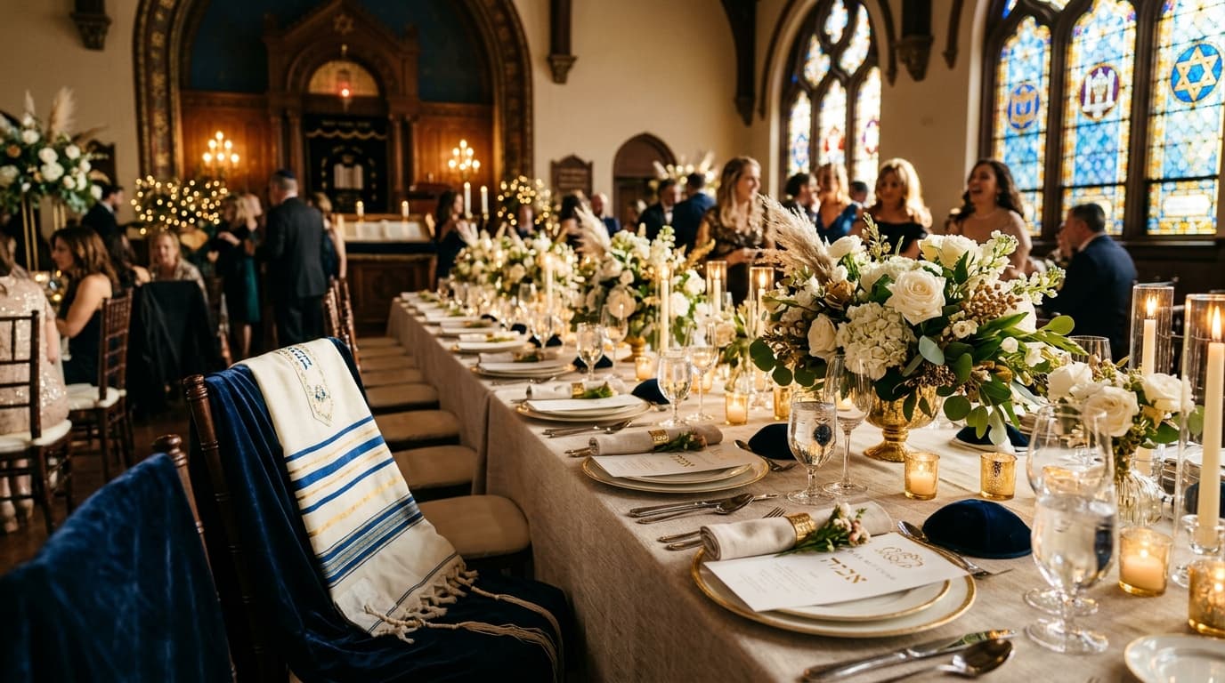 A teenager holding a Torah scroll on the bimah during a Bar/Bat Mitzvah service in a synagogue