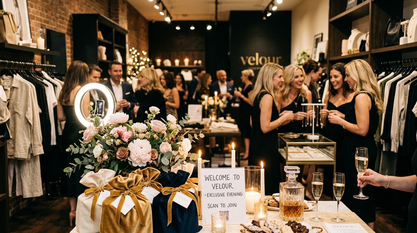 Content creators capturing video and taking photos at a brightly lit influencer in-store product launch event