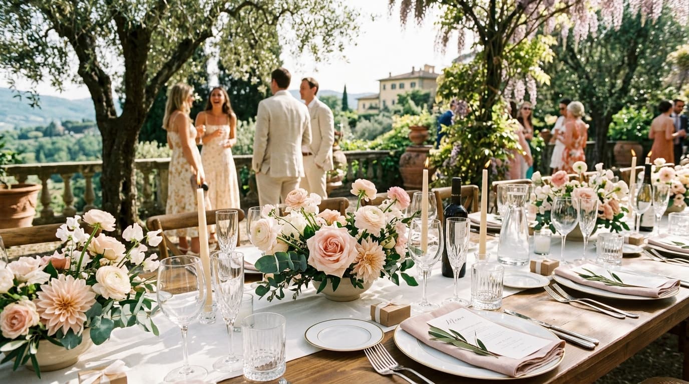 Bride and groom sharing a moment during an outdoor morning wedding ceremony