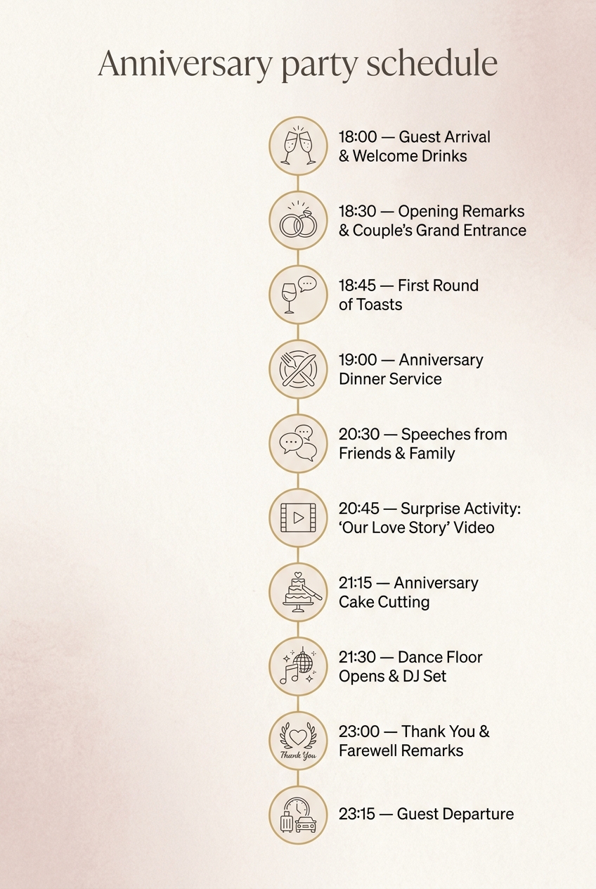 Anniversary Party Schedule Template (Free Agenda & Guide) — visual timeline