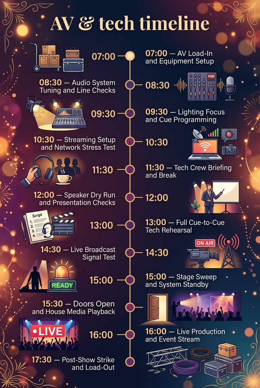 AV & Tech Timeline Template (Free Production Schedule) — visual timeline
