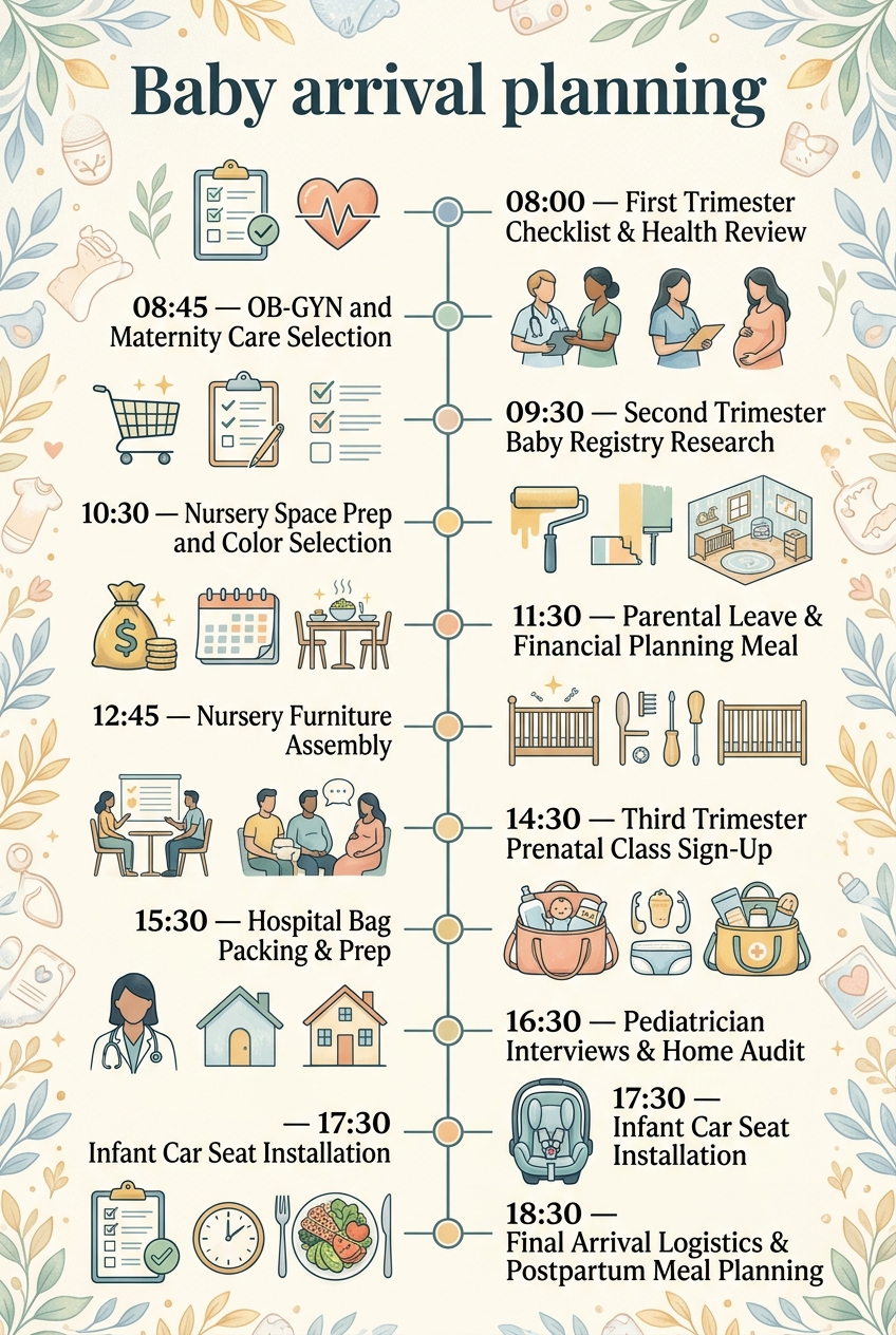 Baby Arrival Planning Timeline (Free Schedule Template) — visual timeline