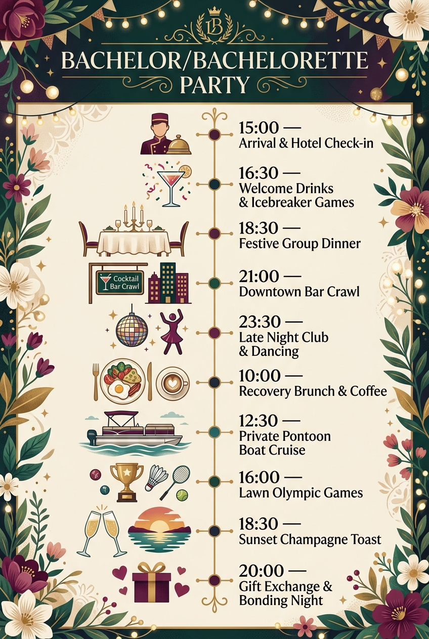 Bachelor/Bachelorette Party Timeline Guide — visual timeline
