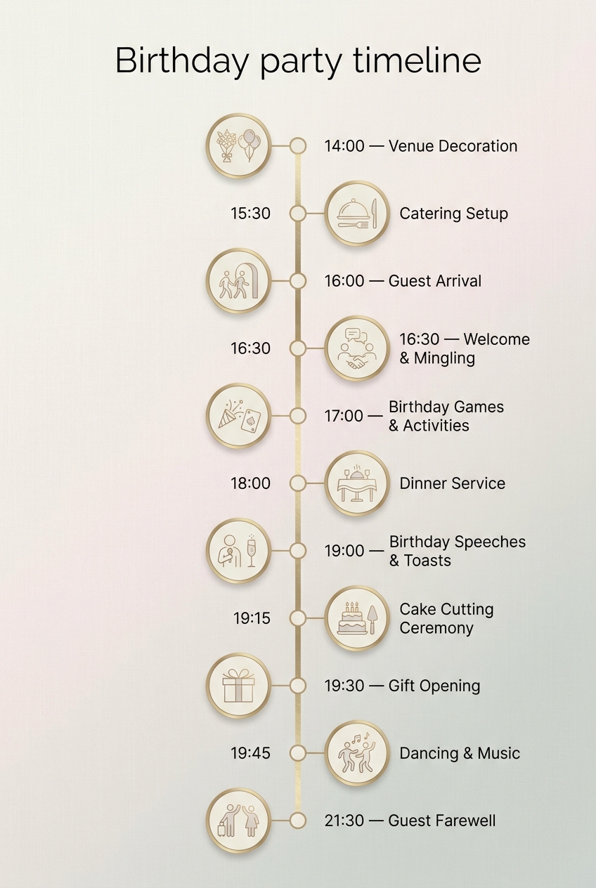 Birthday Party Timeline Template (Free Agenda & Guide) — visual timeline