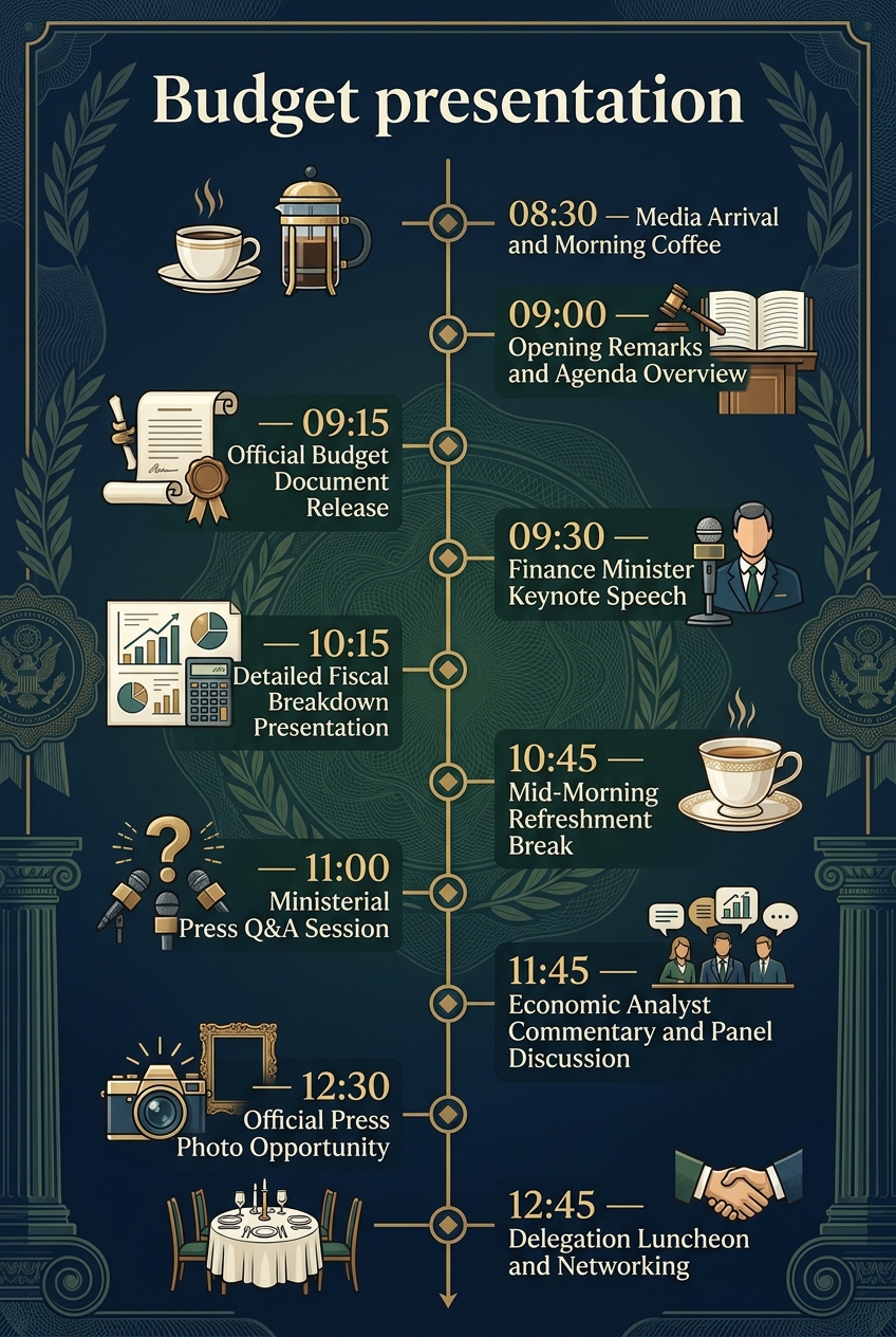 Budget Presentation Timeline & Press Agenda Template — visual timeline