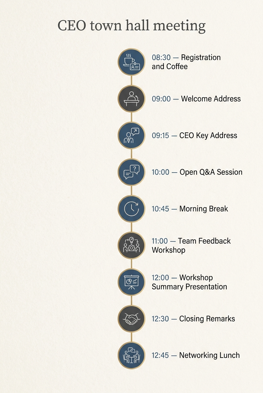 CEO Town Hall Meeting Timeline Template (Free Schedule) — visual timeline
