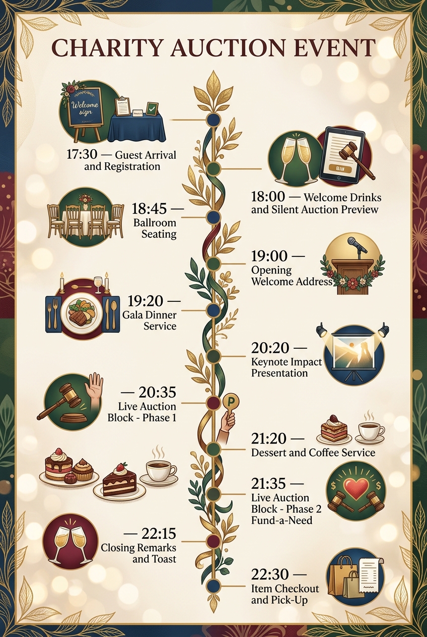 Charity Auction Event Timeline Template (Free Schedule) — visual timeline