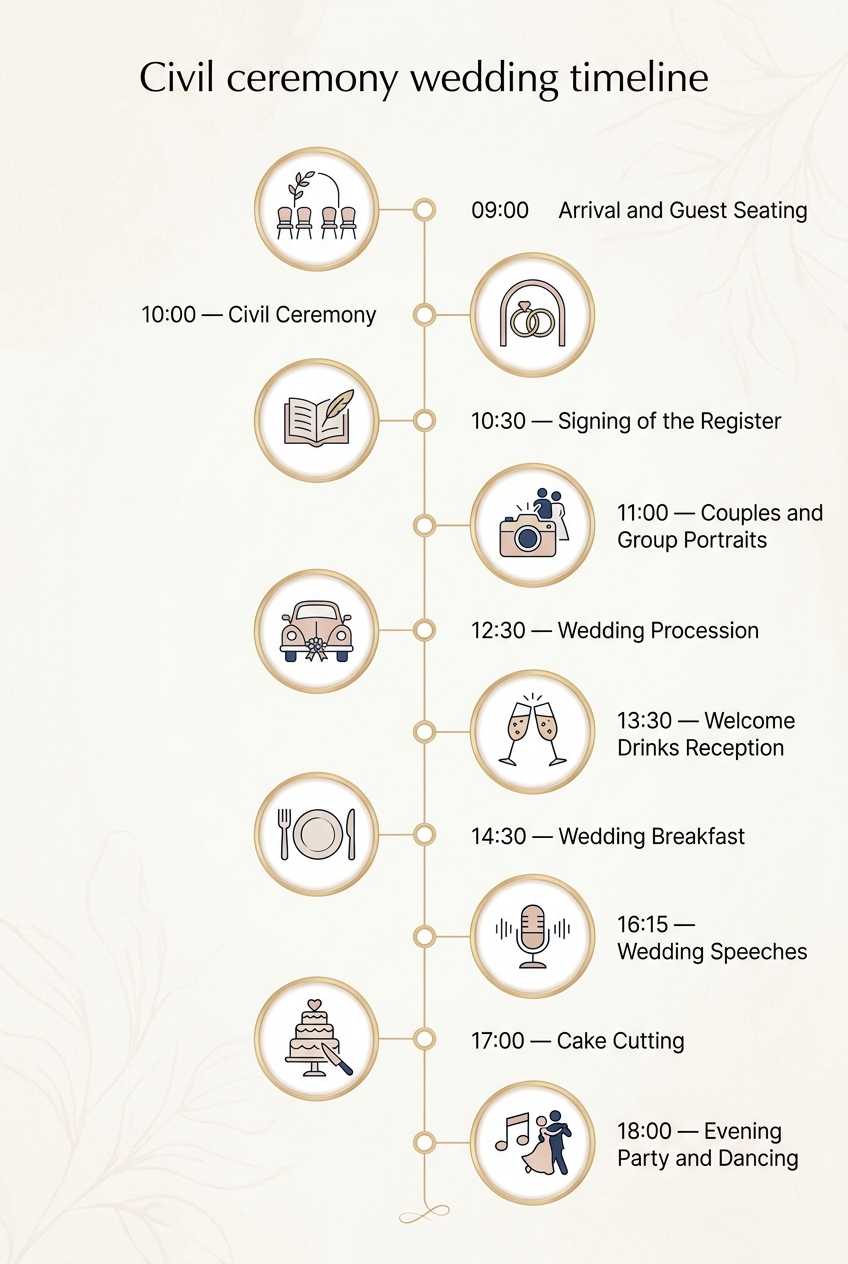 Civil Ceremony Wedding Timeline: A Stress-Free Guide — visual timeline