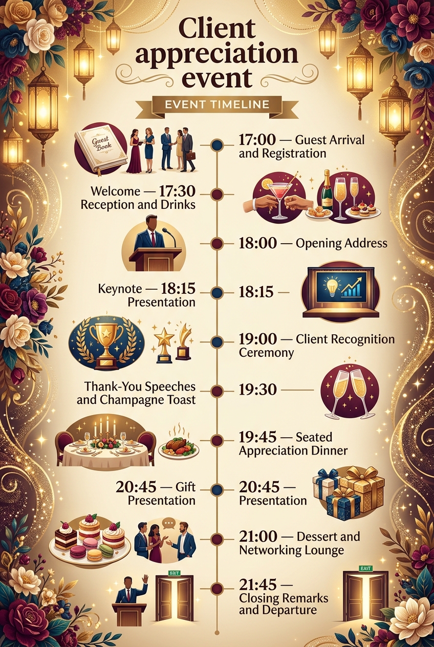 Client Appreciation Event Timeline & Schedule Template — visual timeline