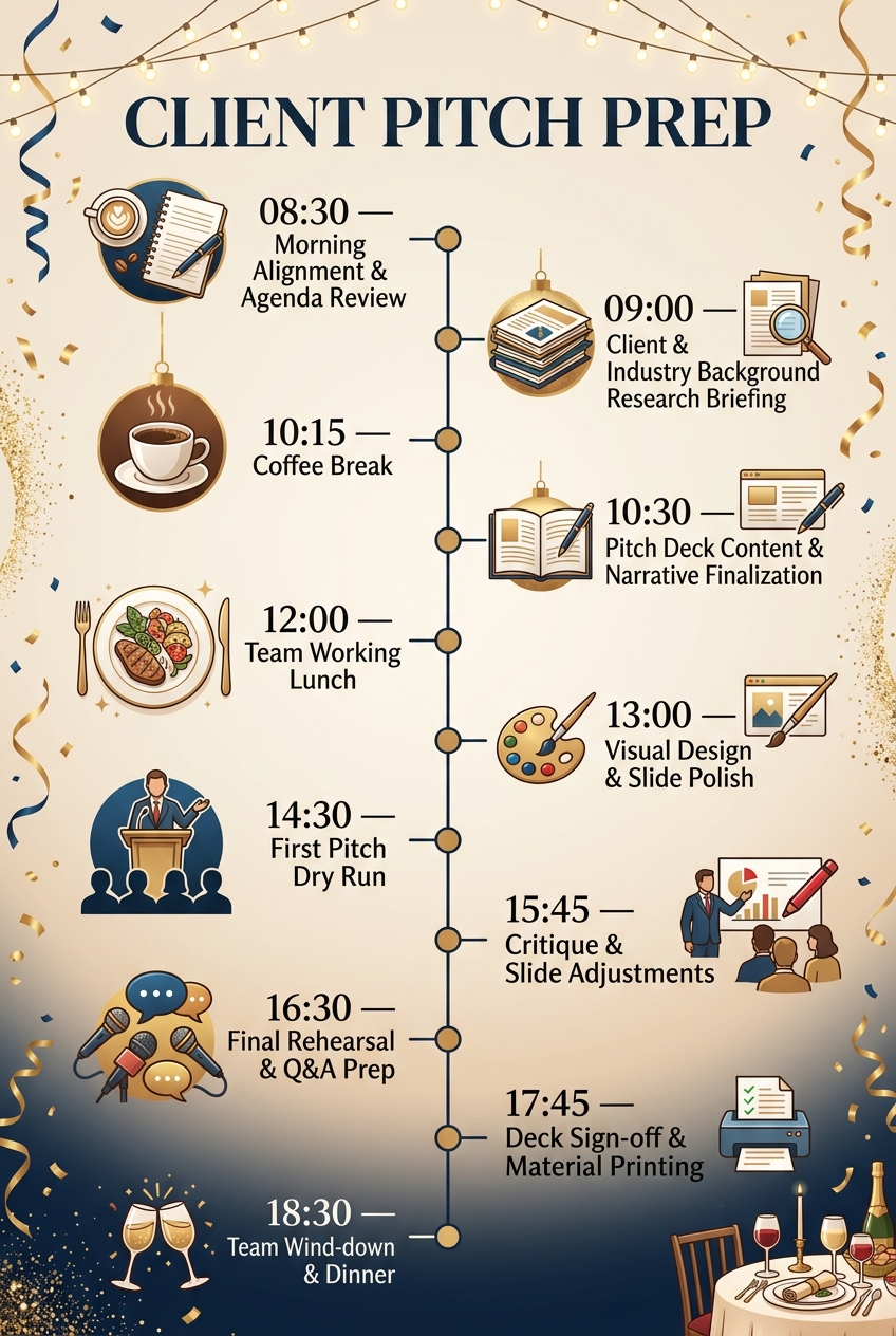 Client Pitch Prep Timeline: Free Schedule & Guide — visual timeline