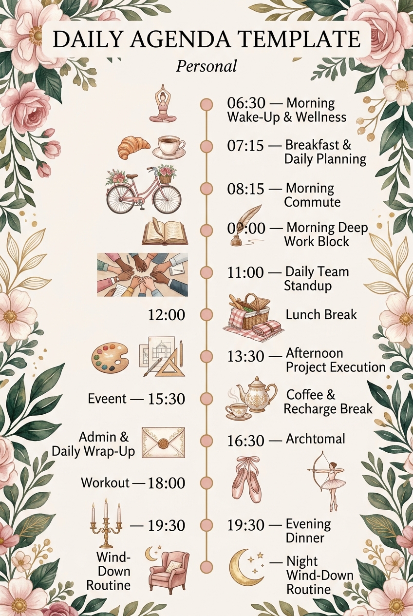 Daily Agenda Template (Free Schedule & Guide) — visual timeline