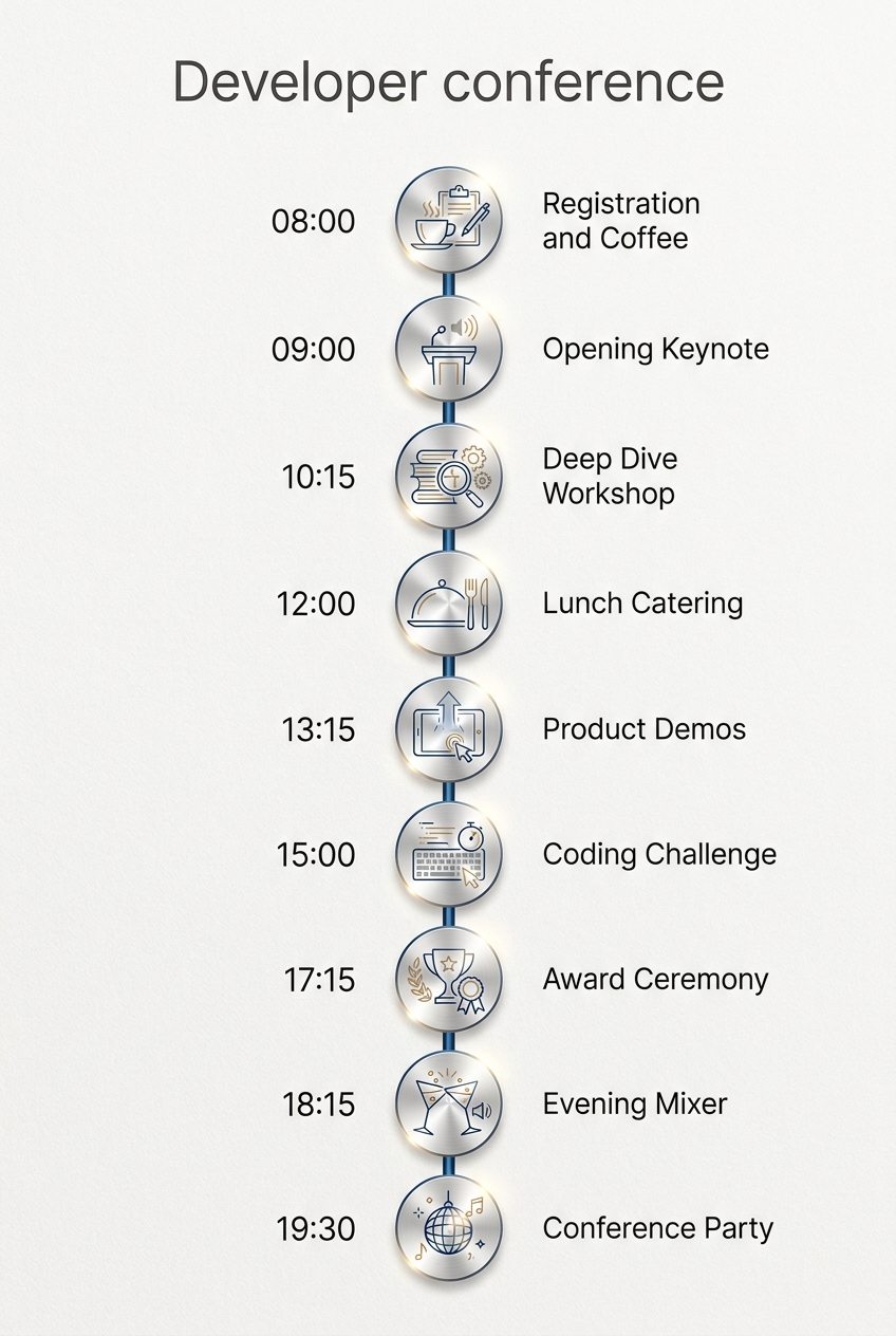 Developer Conference Timeline Template (Free Schedule) — visual timeline