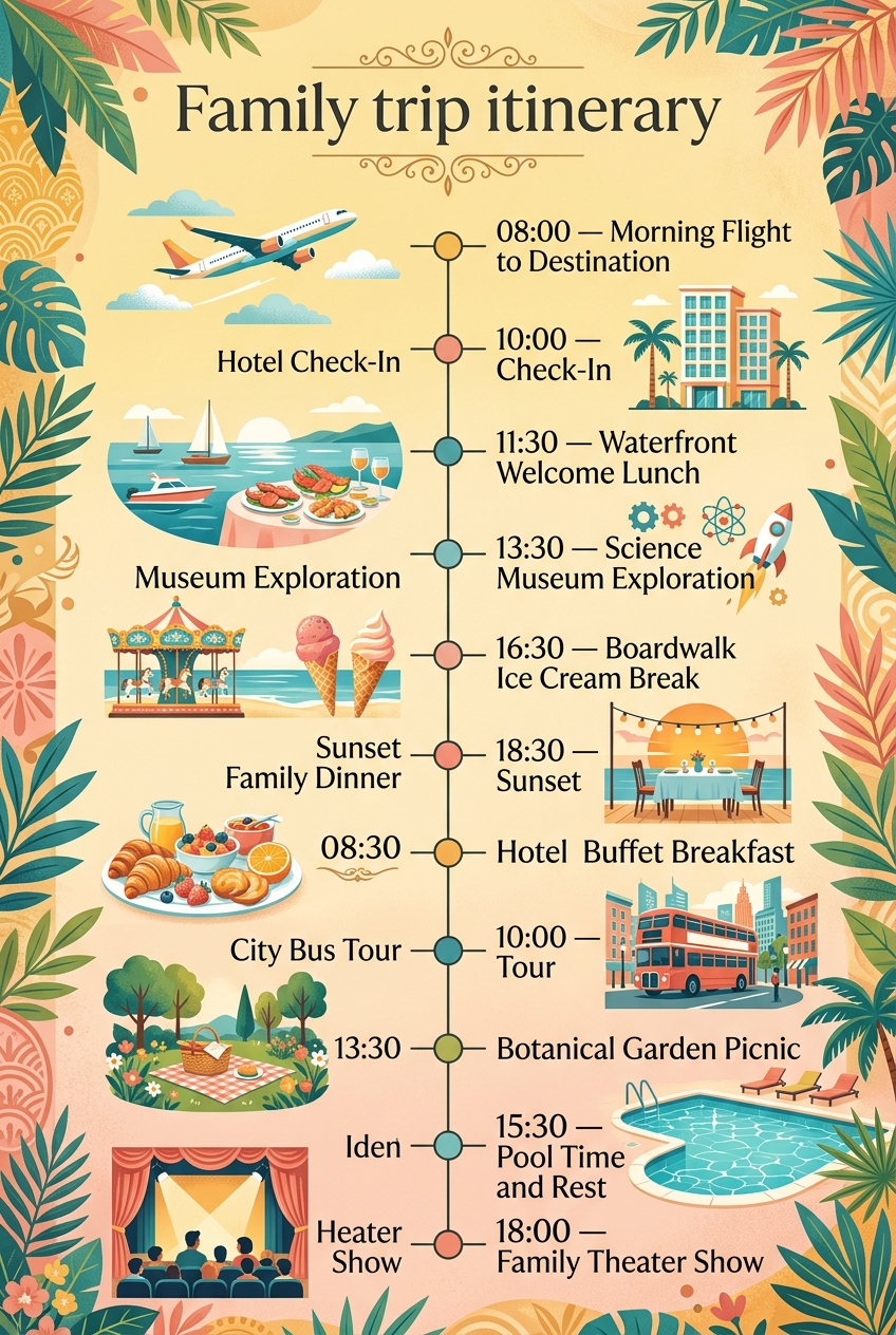 Family Trip Itinerary Template (Free Schedule & Guide) — visual timeline