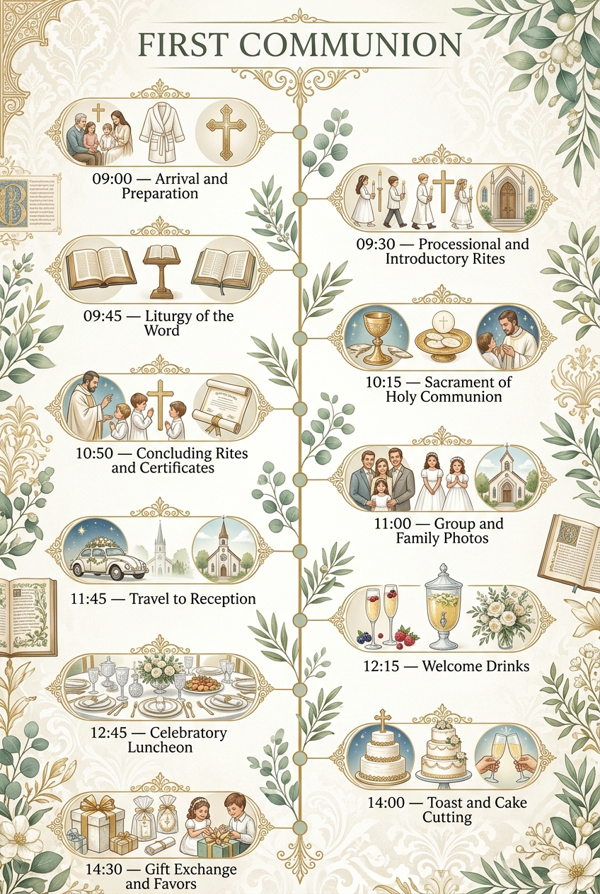 First Communion Timeline Template (Free Mass & Schedule) — visual timeline