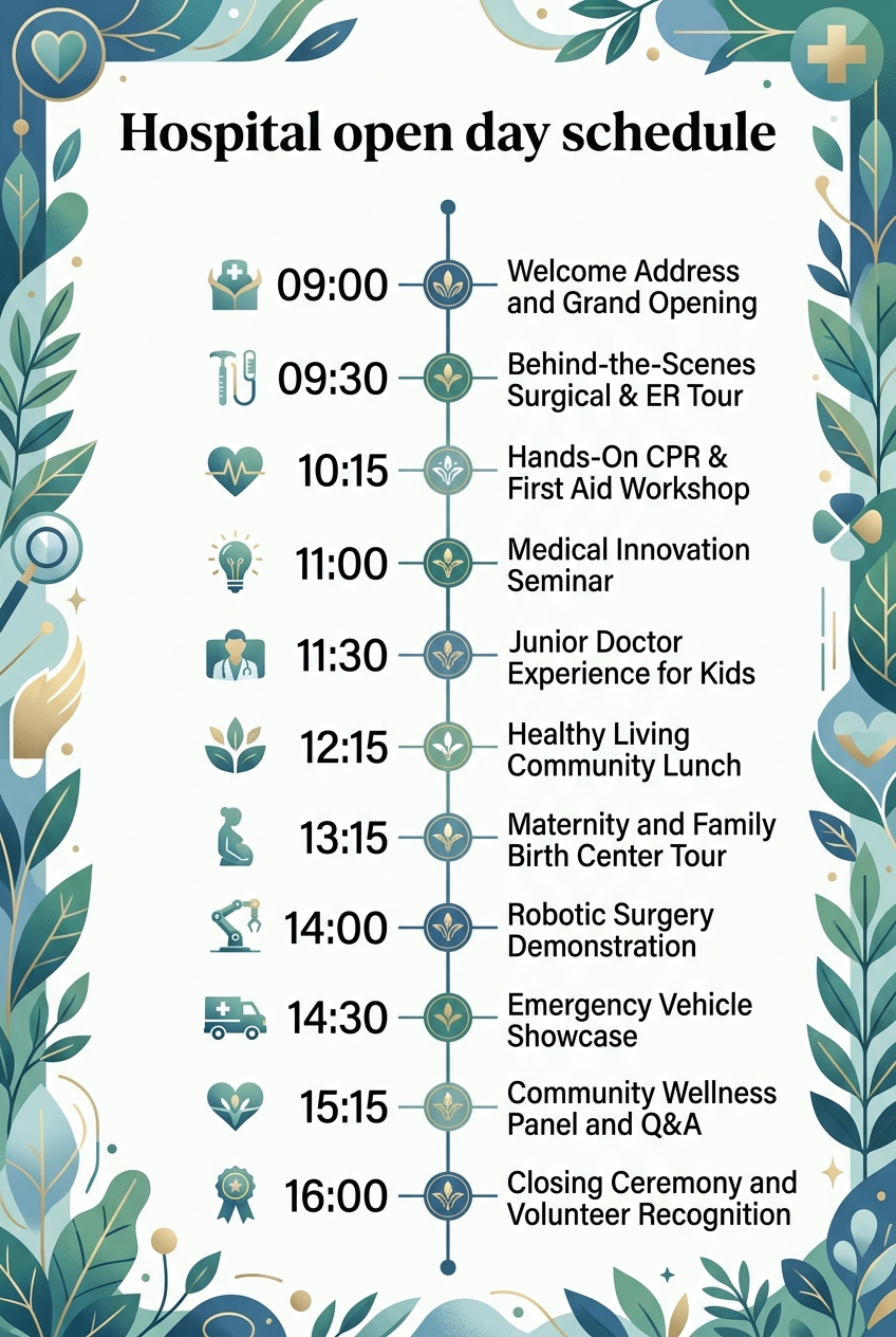 Hospital Open Day Schedule (Free Agenda & Guide) — visual timeline
