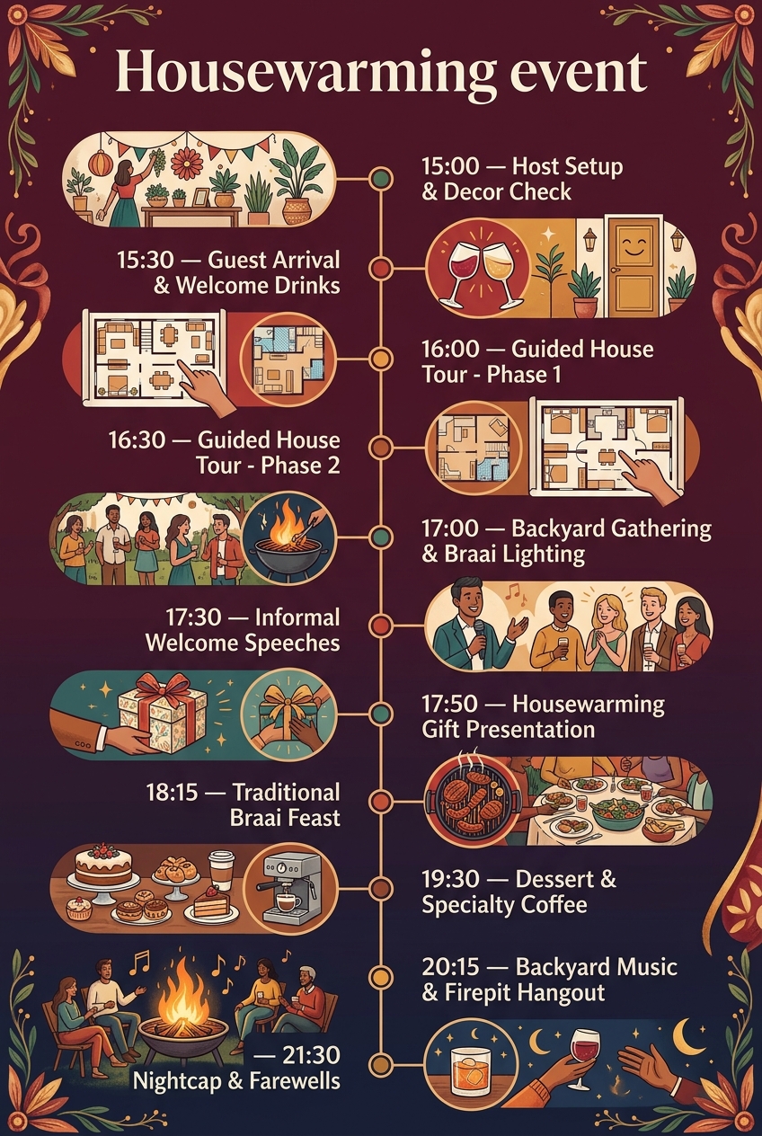 Housewarming Event Timeline: Schedule & Hosting Guide — visual timeline