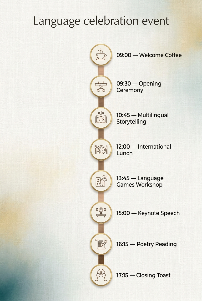 Language Celebration Event: A Perfect Timeline for Success — visual timeline