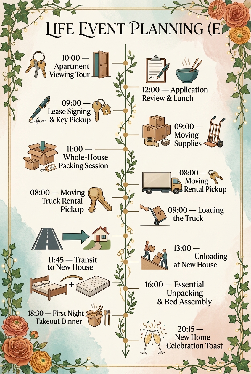 Life Event Planning Timeline (Moving House Schedule) — visual timeline