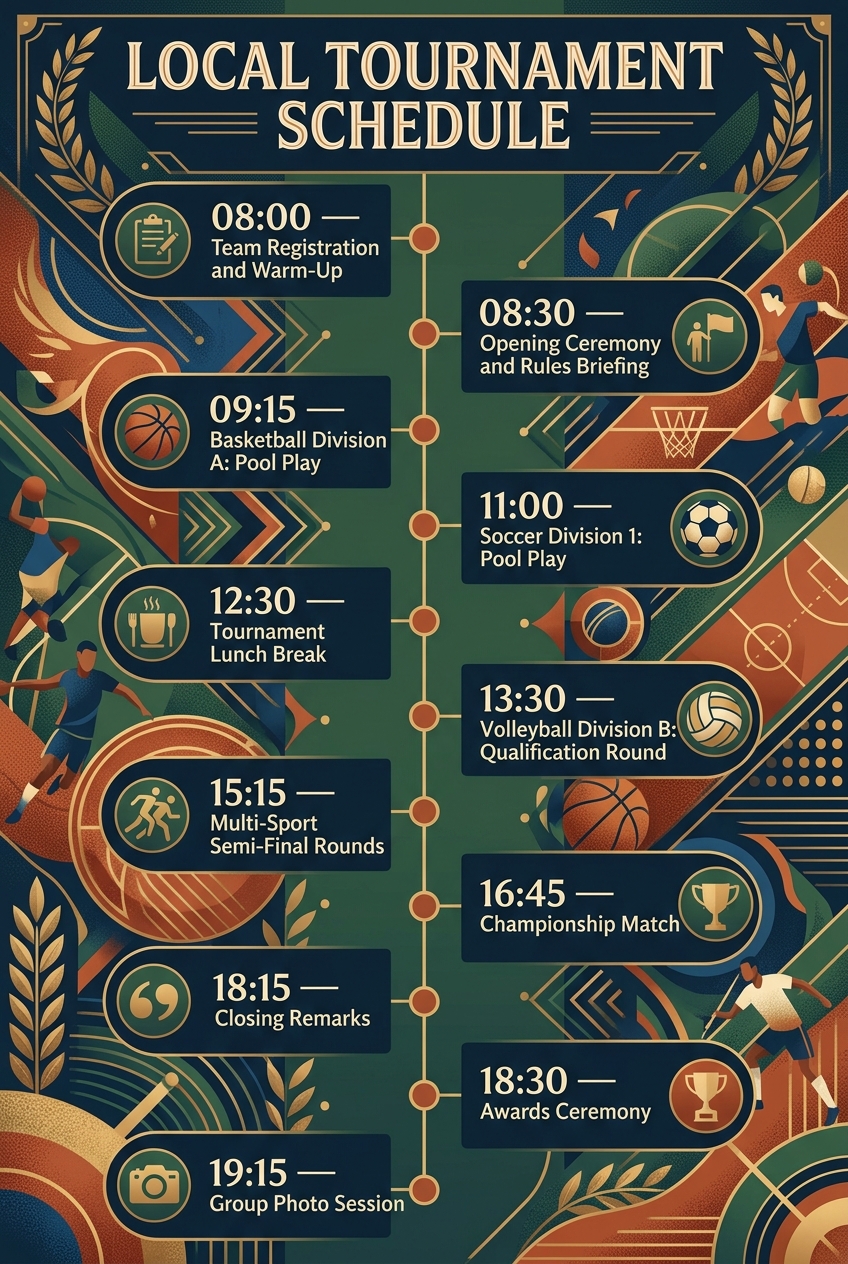 Local Tournament Schedule Template (Free Agenda & Guide) — visual timeline