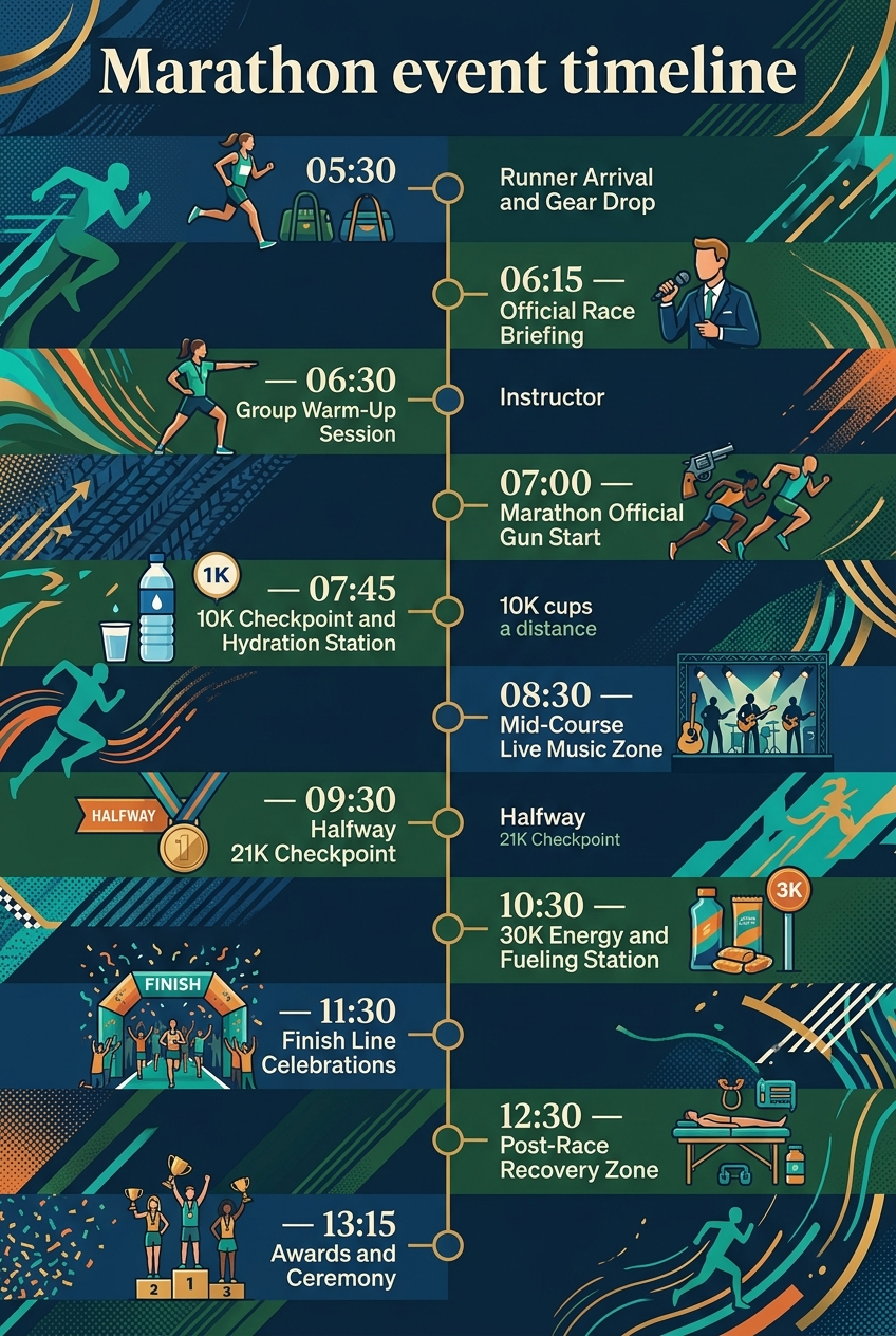 Marathon Event Timeline: Complete Race Day Schedule Template — visual timeline