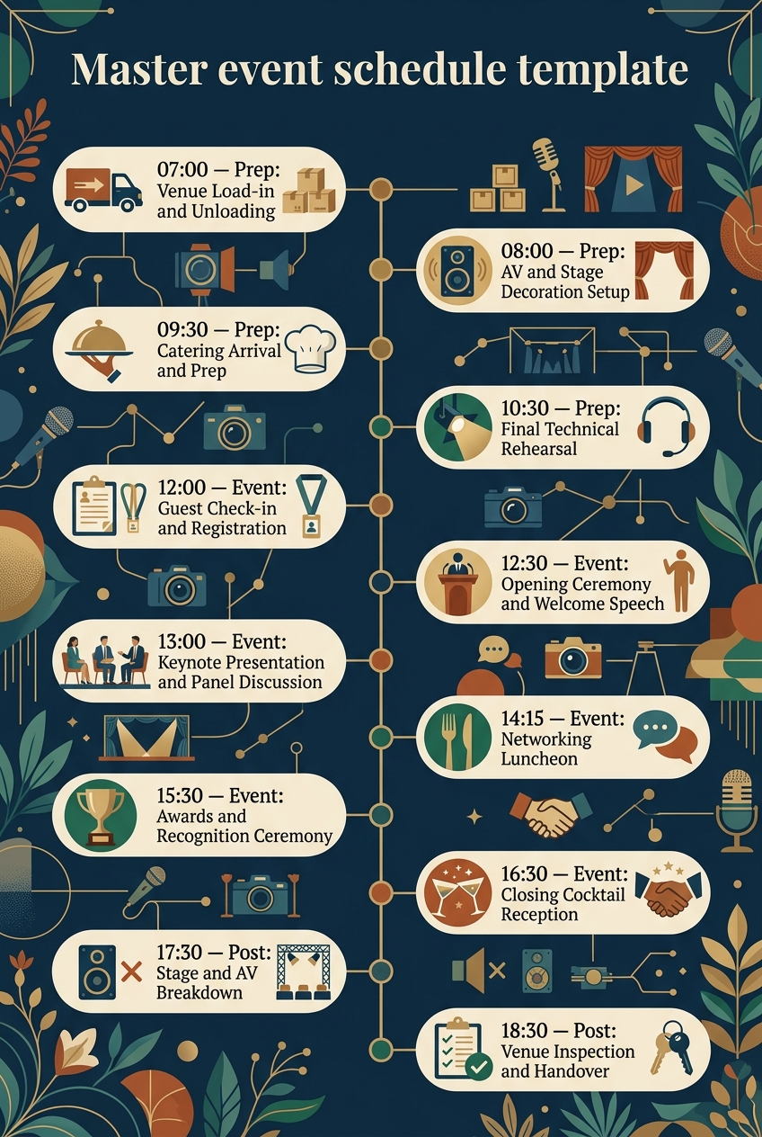 Master Event Schedule Template (Free Agenda & Guide) — visual timeline