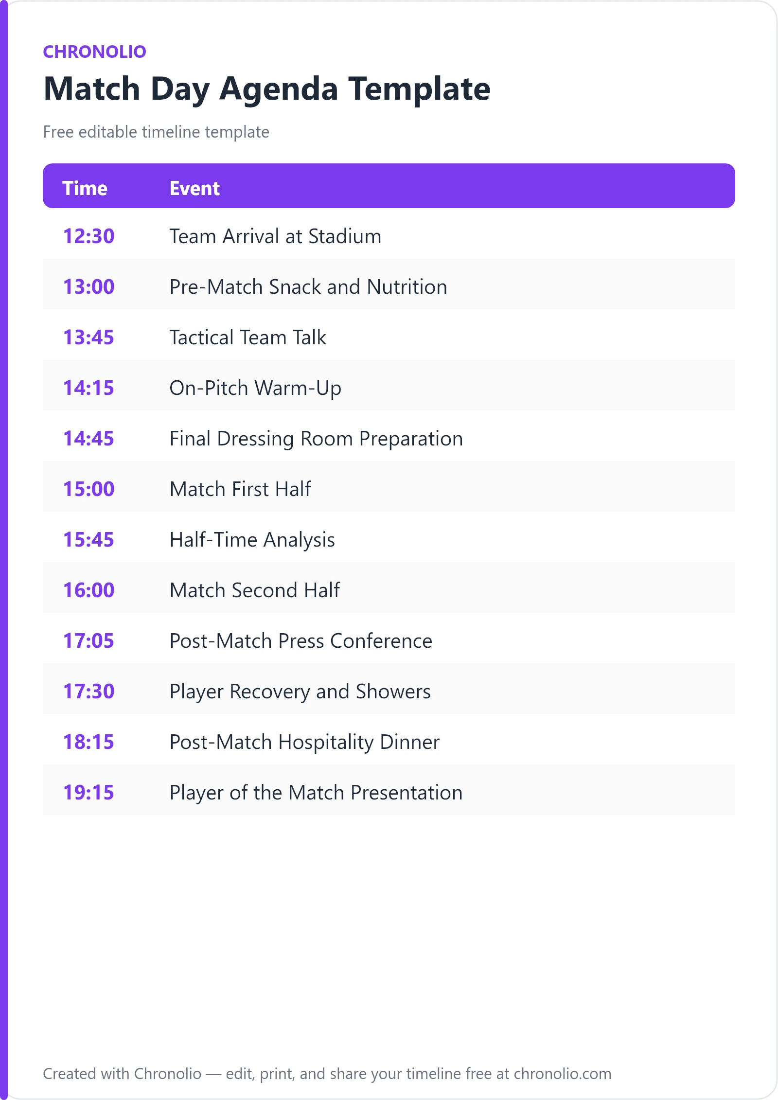 Match Day Agenda Template: Free Schedule & Guide — printable schedule template
