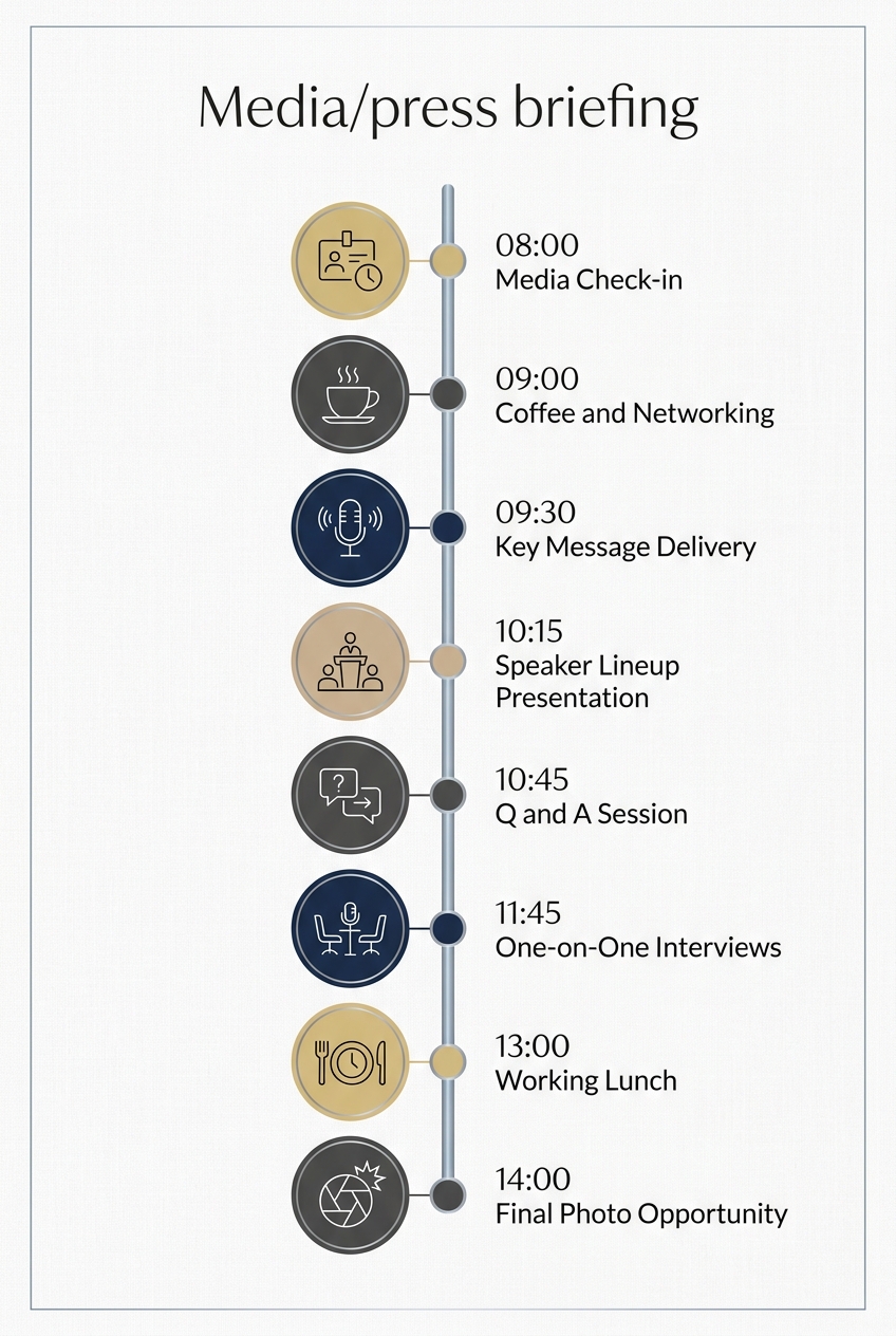 Media/press briefing: A Proven Schedule for Success — visual timeline