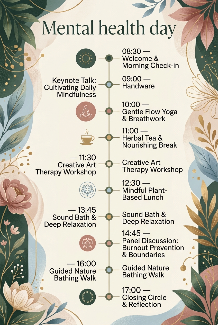Mental Health Day Timeline Template (Free Agenda & Guide) — visual timeline