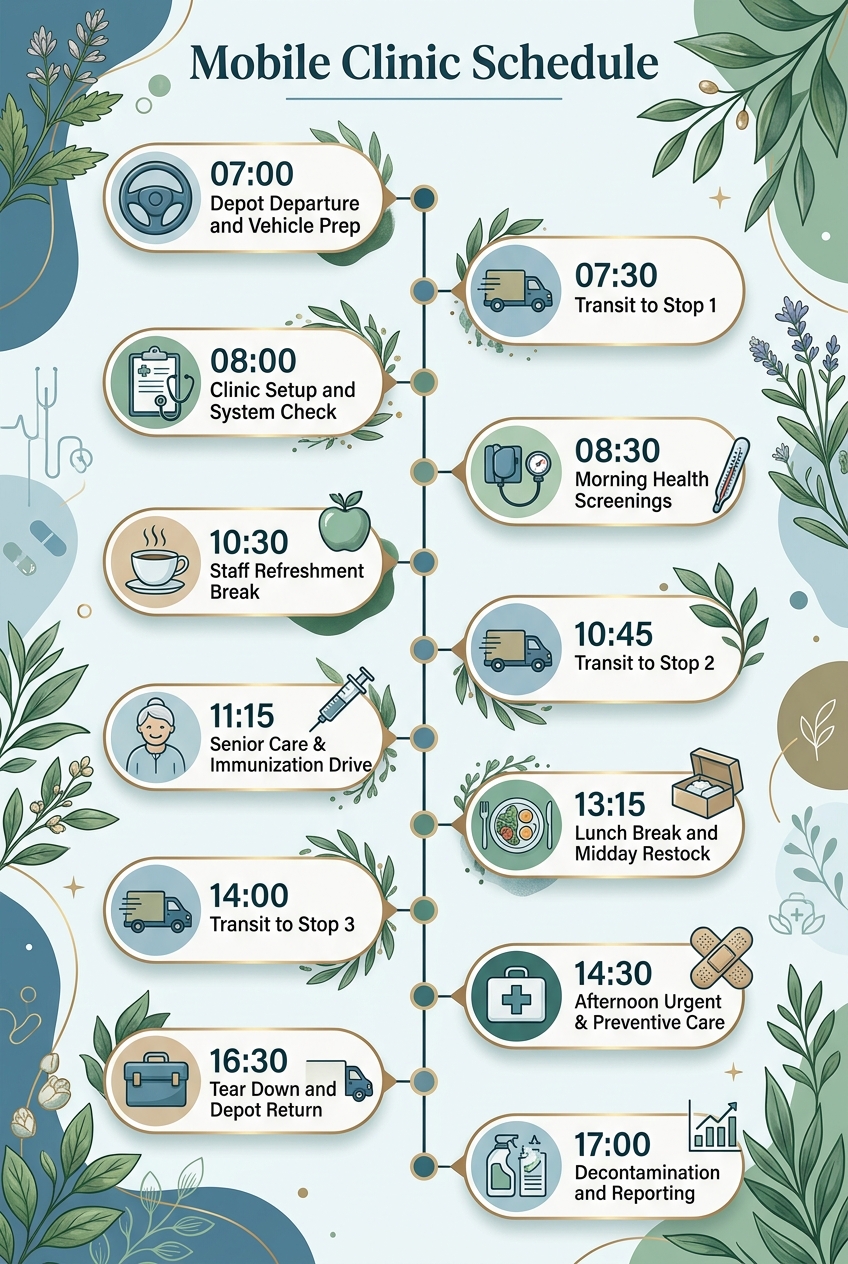 Mobile Clinic Schedule Template (Free Agenda & Guide) — visual timeline