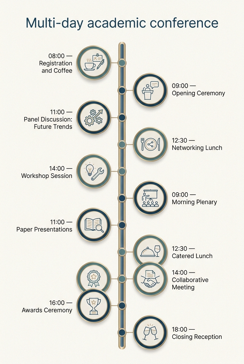 Multi-day academic conference: A Proven Schedule for Success — visual timeline