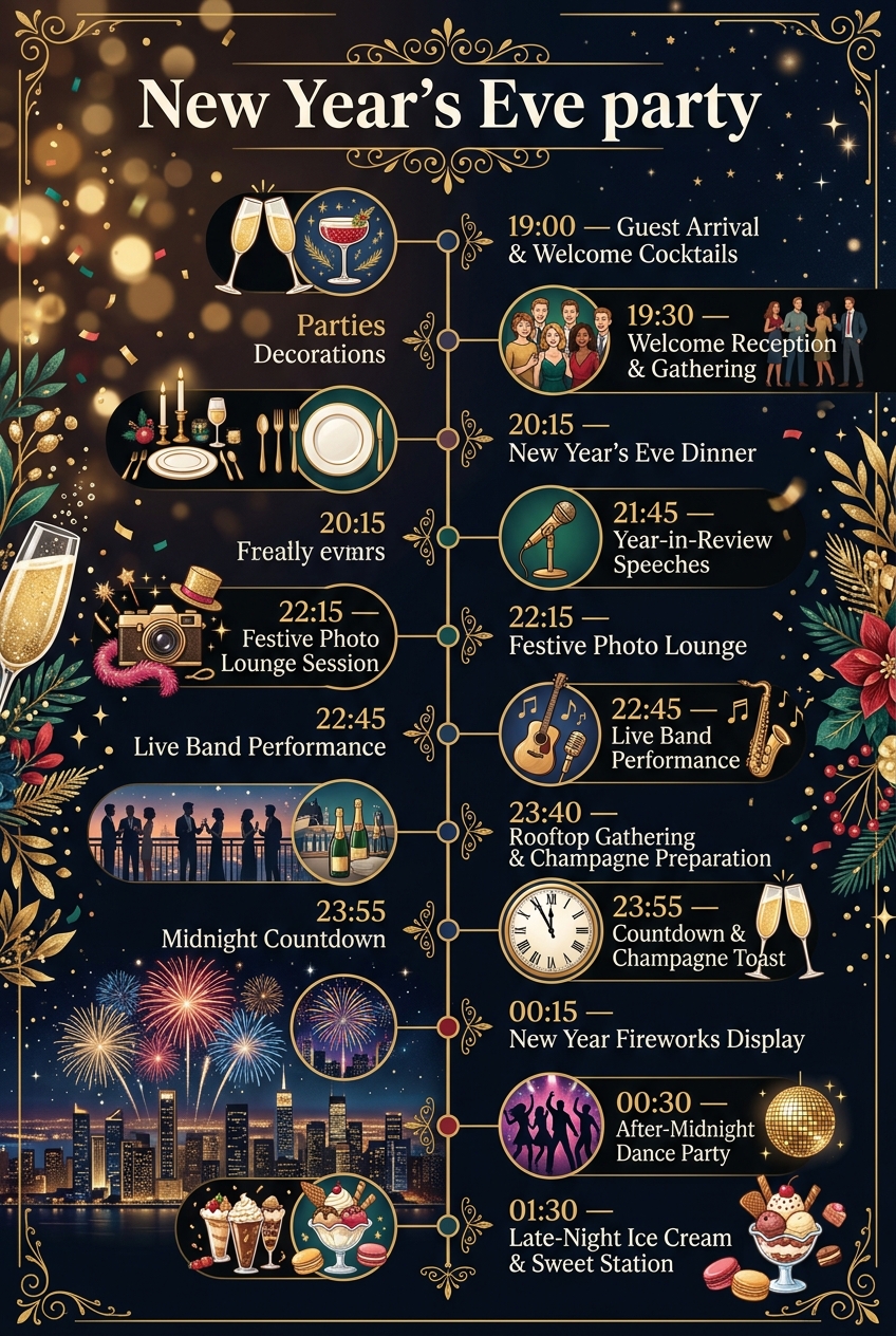 New Year’s Eve Party Timeline Template (Free Schedule) — visual timeline