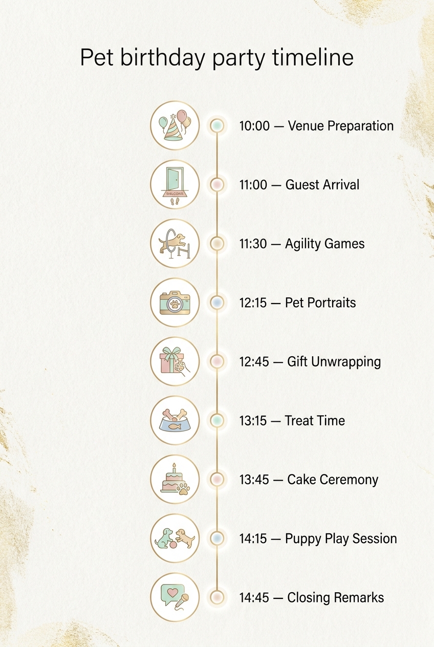 Pet Birthday Party Timeline (Free Agenda & Schedule) — visual timeline