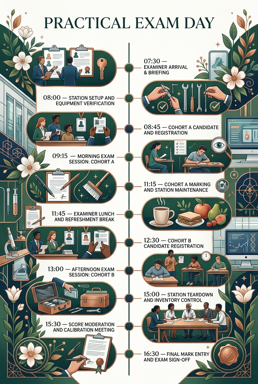 Practical Exam Day Timeline Template (Free Schedule) — visual timeline