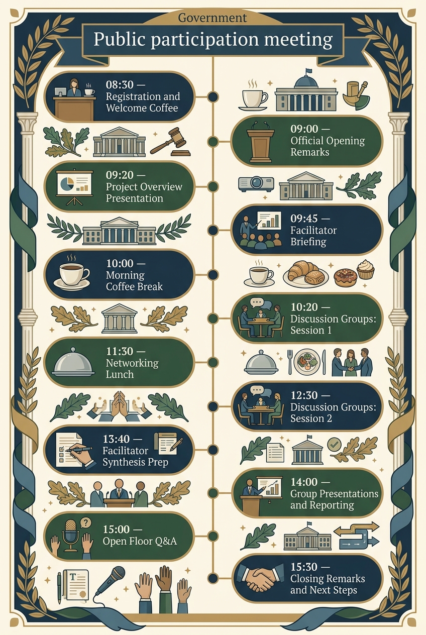 Public Participation Meeting Timeline Template & Agenda — visual timeline