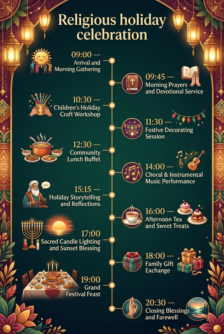 Religious Holiday Celebration Timeline (Free Schedule Template) — visual timeline