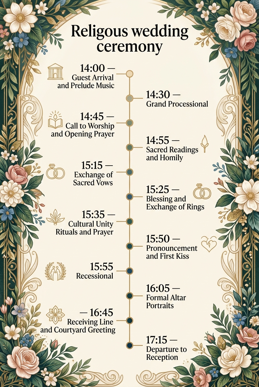 Religious Wedding Ceremony Timeline Template & Guide — visual timeline