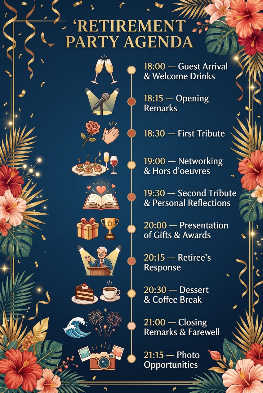 Retirement Party Timeline Template (Free Agenda) — visual timeline
