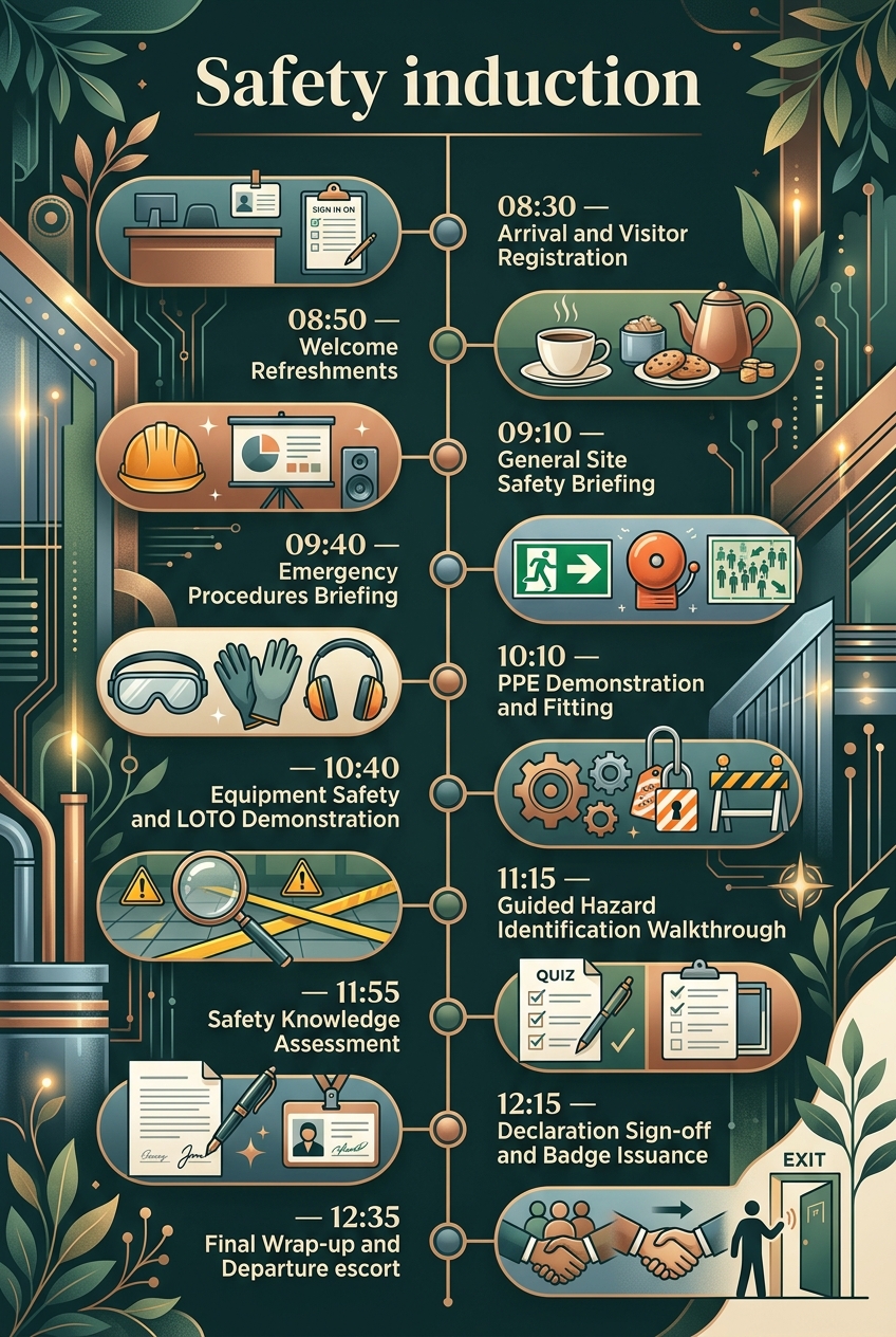 Safety Induction Timeline: Agenda & Schedule Guide — visual timeline