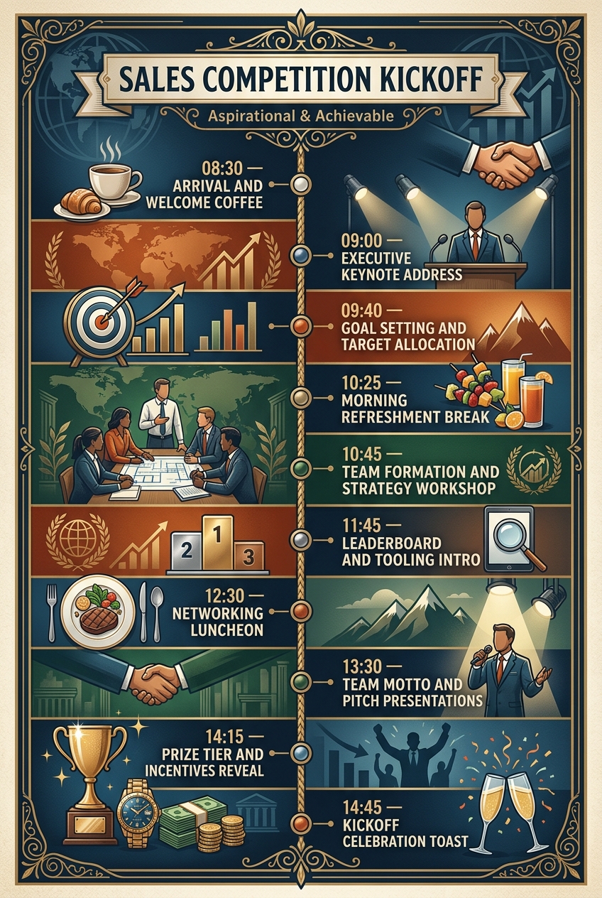 Sales Competition Kickoff Timeline Template & Agenda Guide — visual timeline