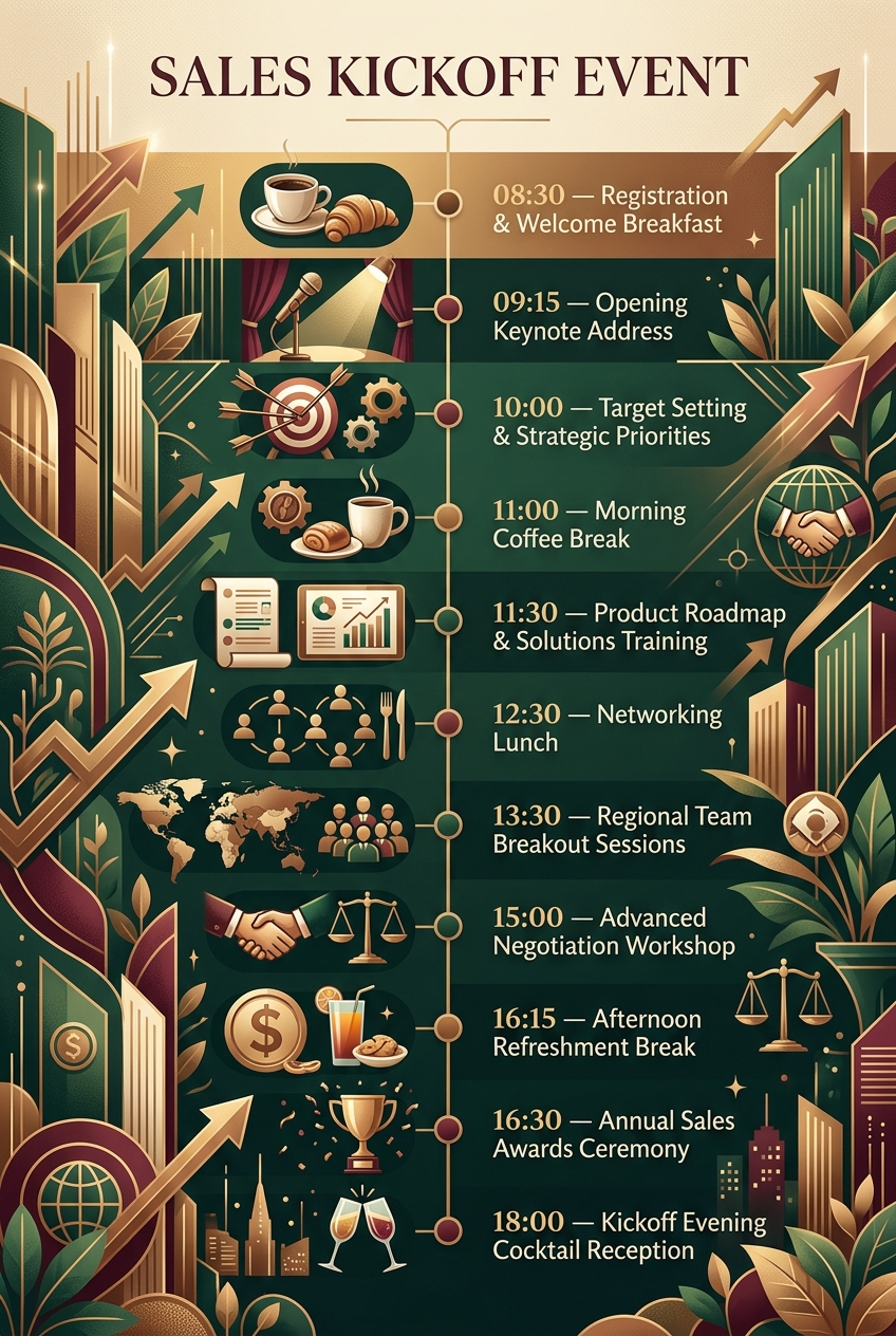 Sales Kickoff Event Timeline Template & Agenda Guide — visual timeline