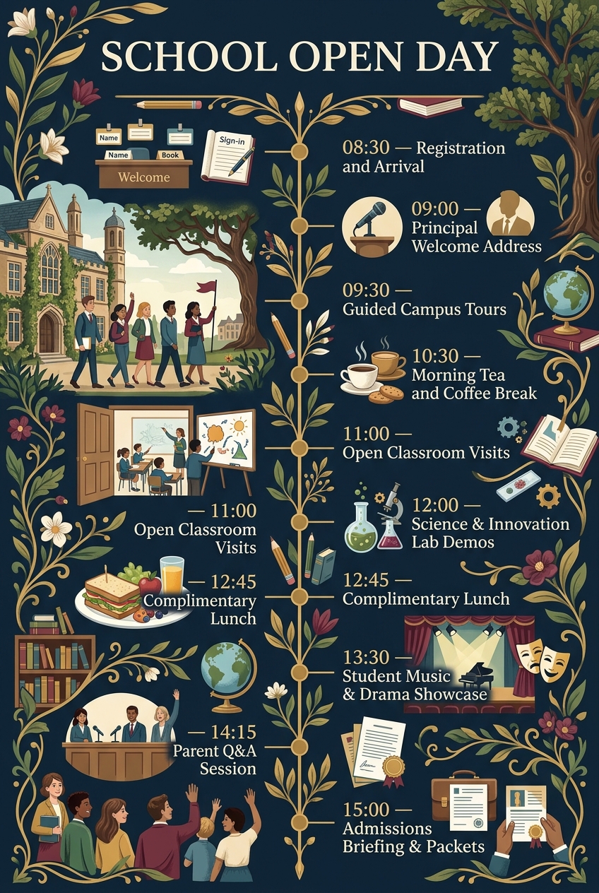School Open Day Timeline Template (Free Schedule) — visual timeline