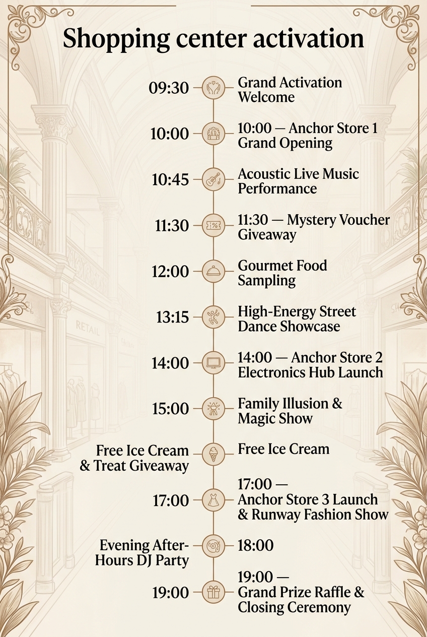Shopping Center Activation Timeline & Schedule Template — visual timeline