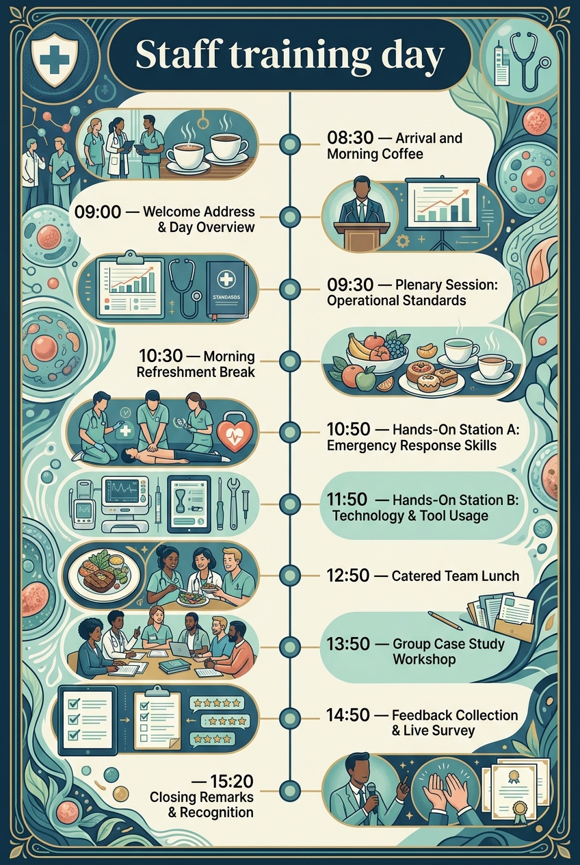 Staff Training Day Timeline & Schedule Template — visual timeline