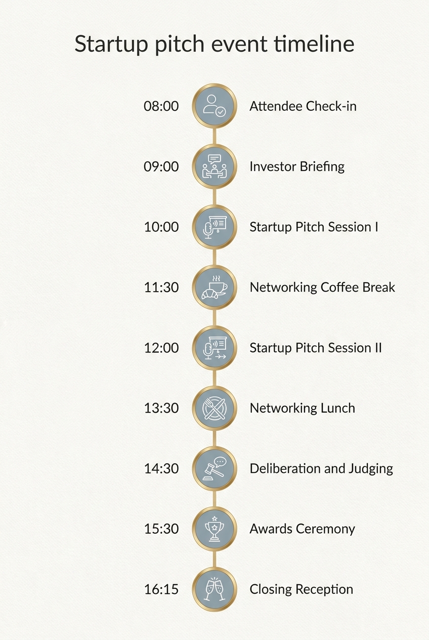 Startup pitch event timeline: A Pro Guide to Planning — visual timeline