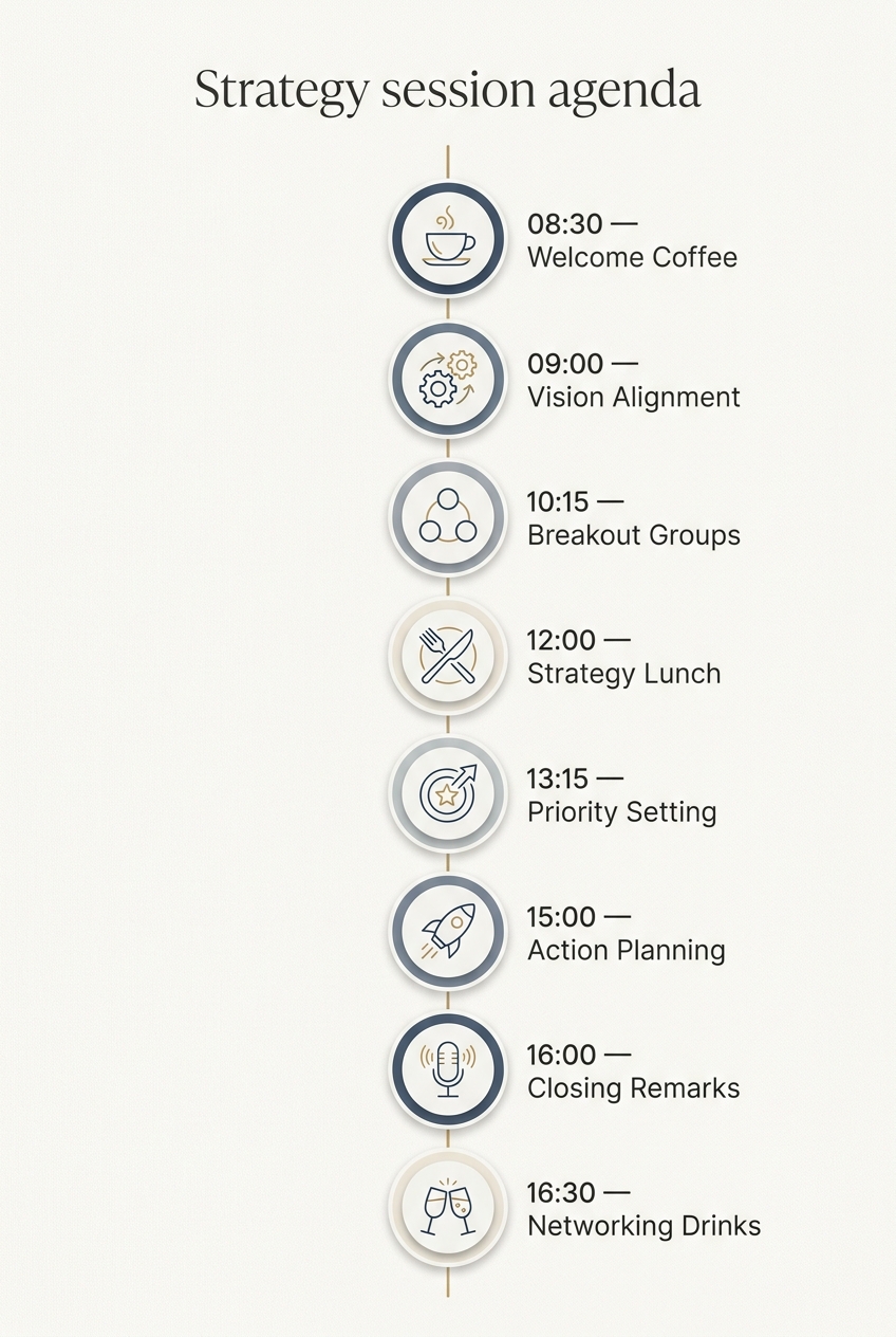 Strategy session agenda: A Proven Blueprint for Alignment — visual timeline