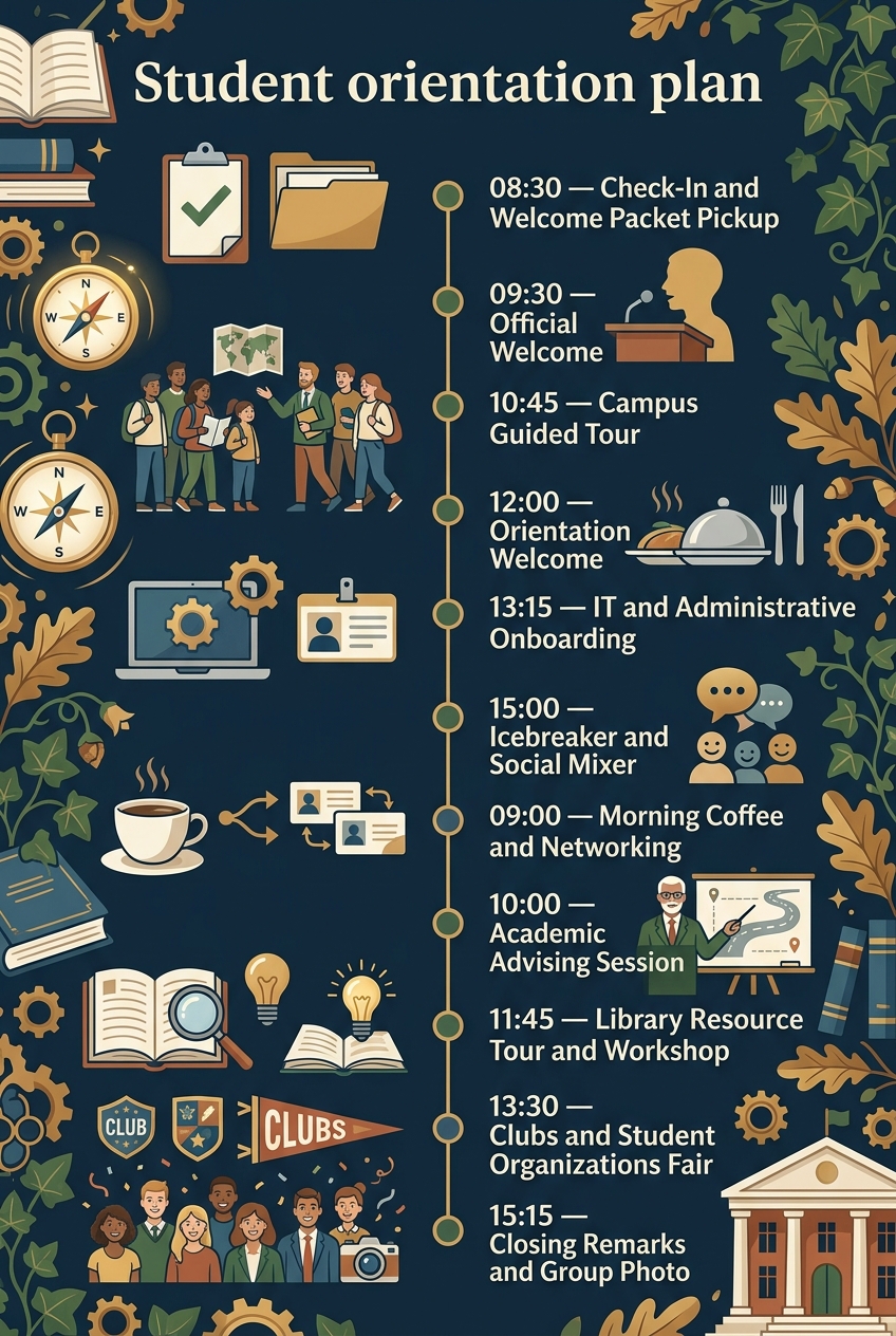 Student Orientation Plan: Free Schedule & Agenda Template — visual timeline