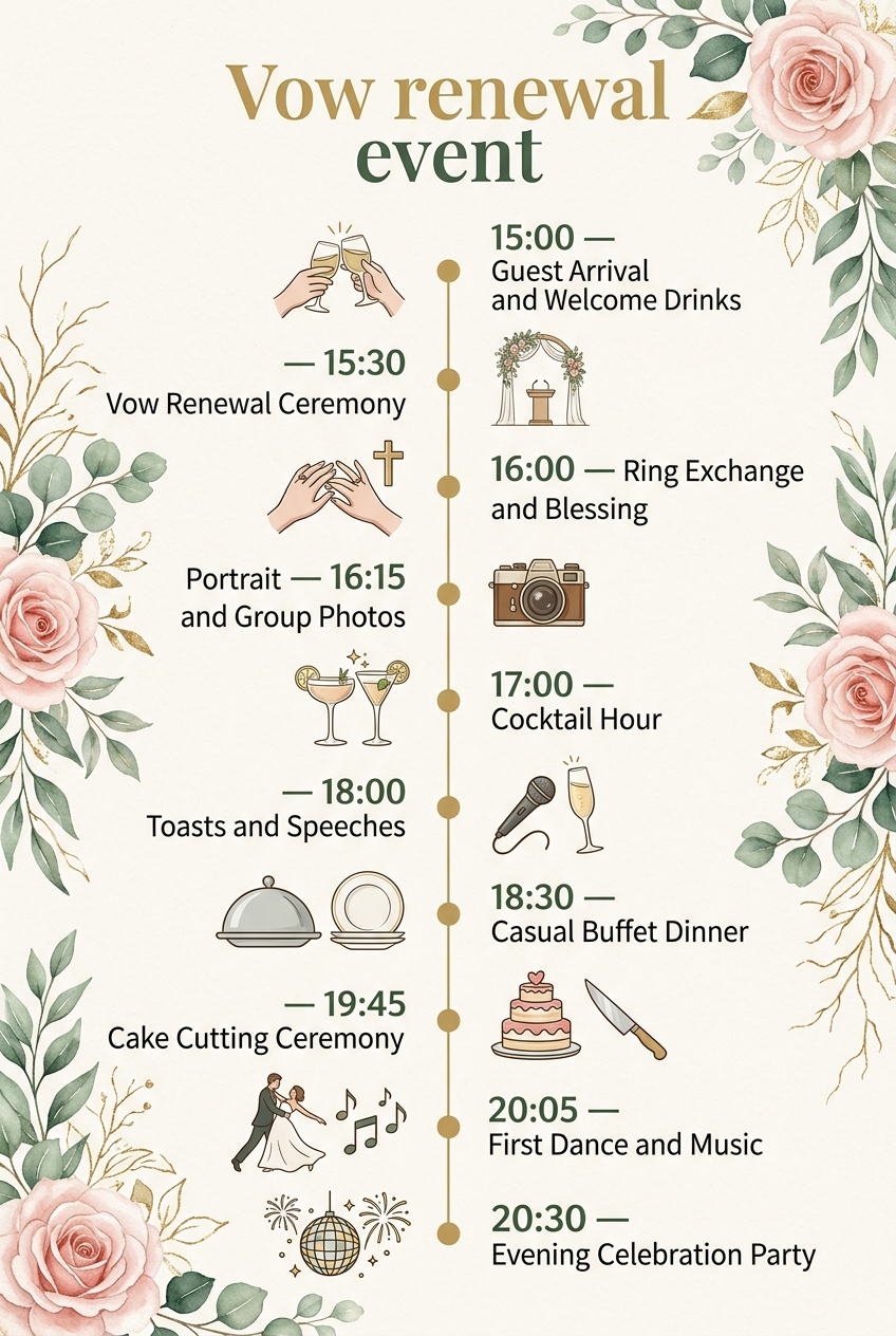 Vow Renewal Event Timeline (Free Schedule Template) — visual timeline