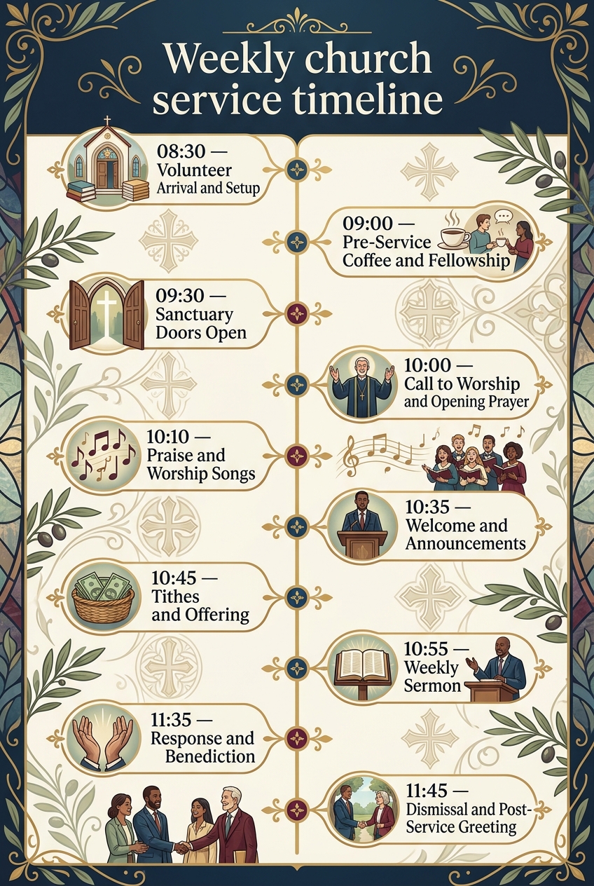 Weekly Church Service Timeline Template (Free Schedule) — visual timeline